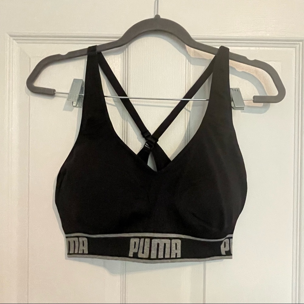 Puma Sports Bra Adjustable Straps Grey Size Large